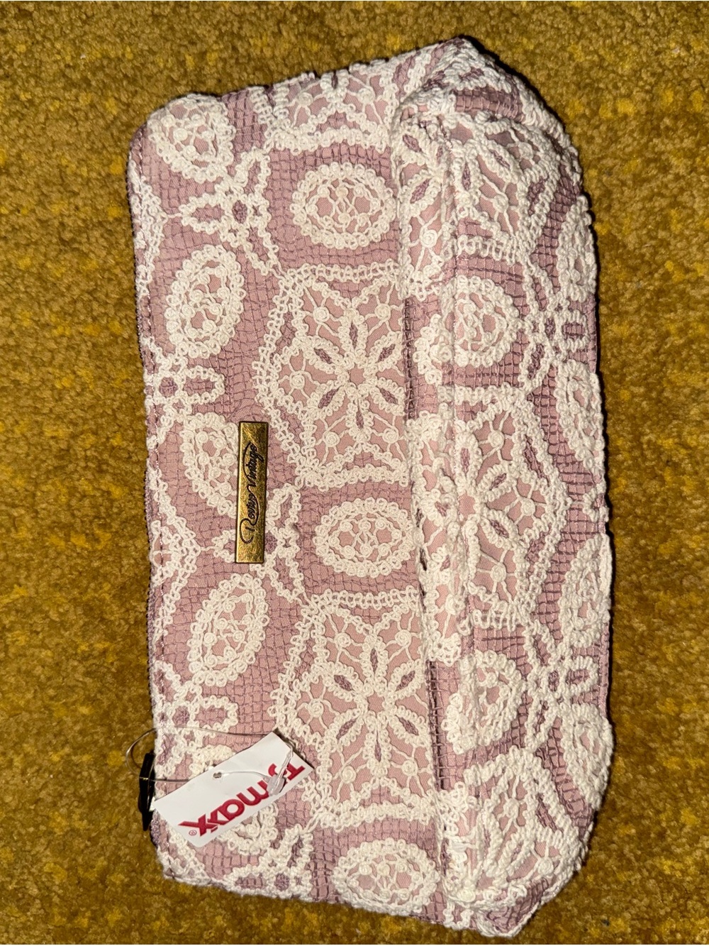 Pink Lace-Trim Cosmetic Pouch by Unknown Brand